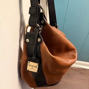 Valentina Brown and Black leather bag